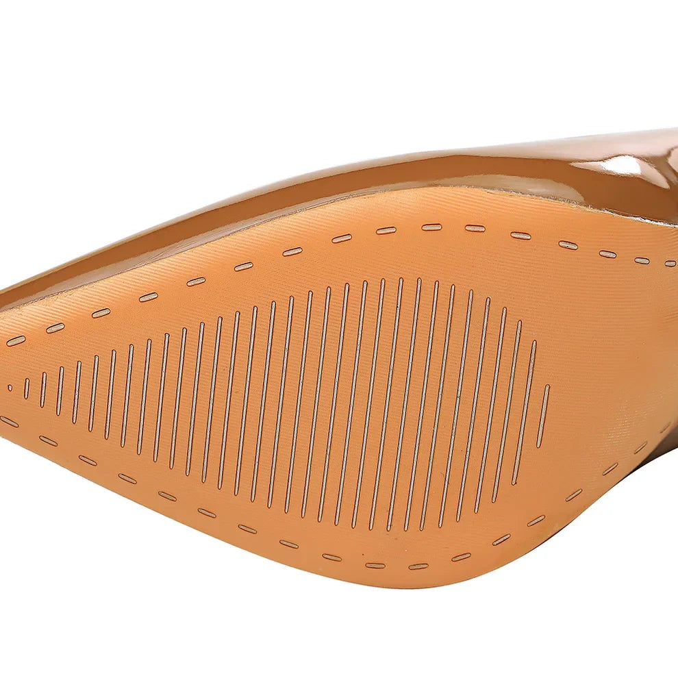 Scarpe da donna autunno in vernice concise con tacco alto a punta per ufficio, décolleté da donna, sexy, per feste, matrimoni, poco profonde nude rosse
