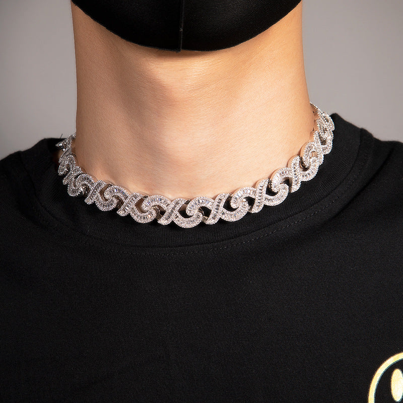 15mm Diamond Geometric Infinity Cuban Chain